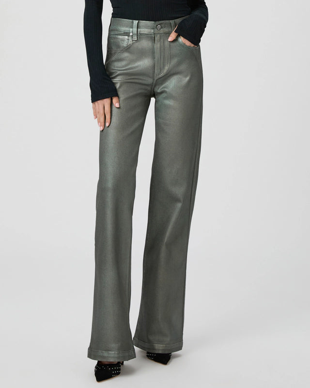 Paige Leenah Wide Leg Coated Jean- Mystic Green – By Request