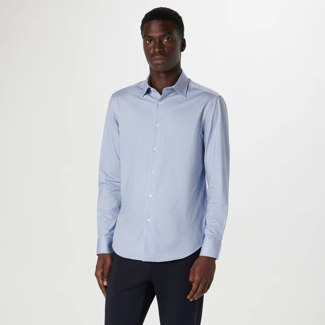bugatchi dress shirts Miles Striped Floral OoohCotton Short-Sleeve Shirt Cloud Gray / M