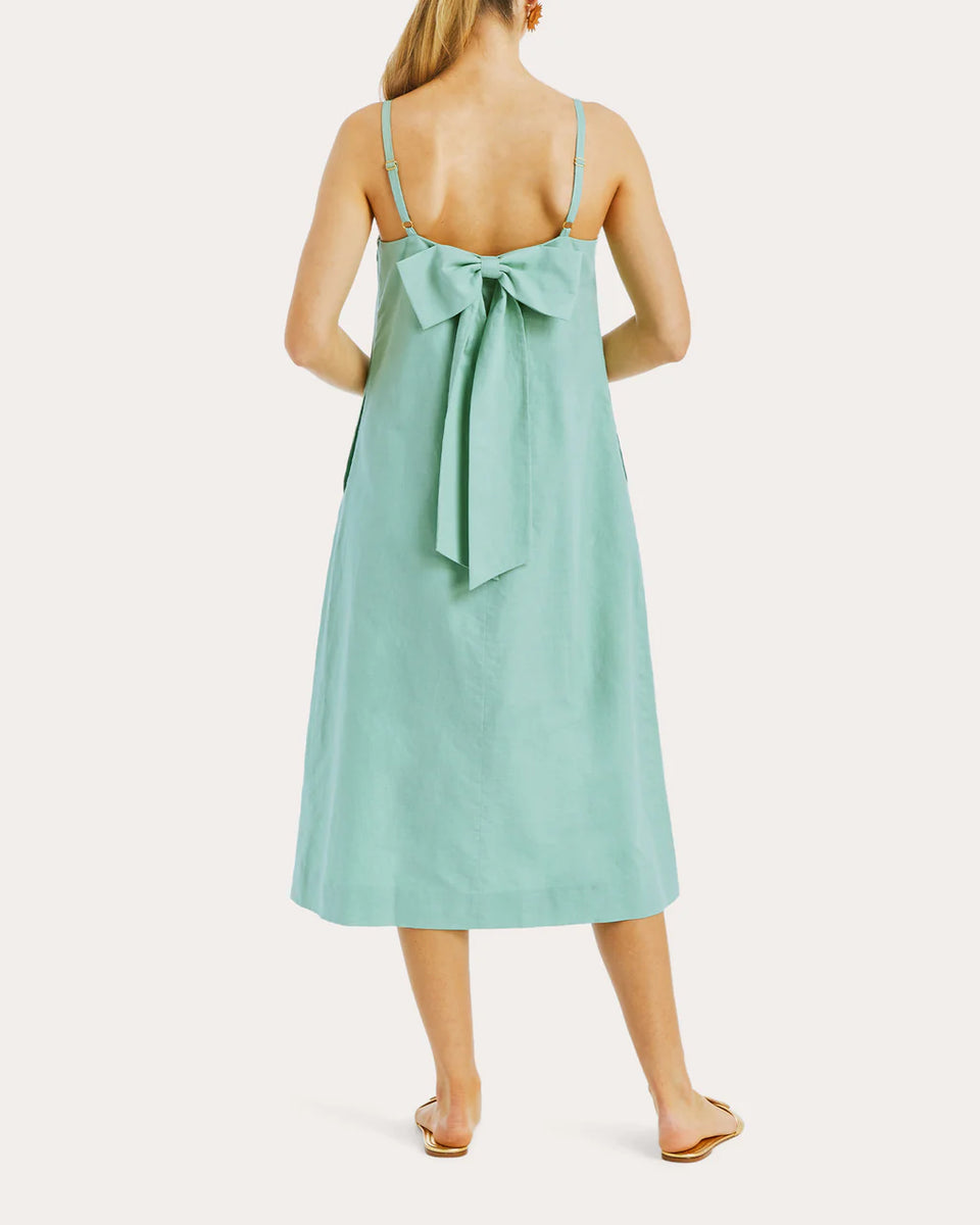 knee length dresses for ladies Mestiza Orzo Midi Dress-Sage Green – By Request