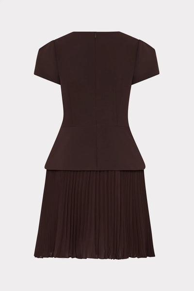 Milly Haddy Pleated Mini Dress- Brown