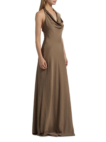 Halston Drape  Nk Sandstone Gown