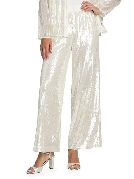 Milly Reed Sequin Knit Pant- Ivory