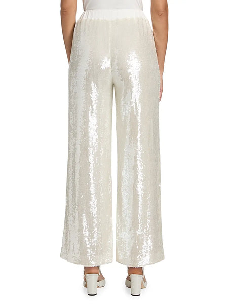 Milly Reed Sequin Knit Pant- Ivory