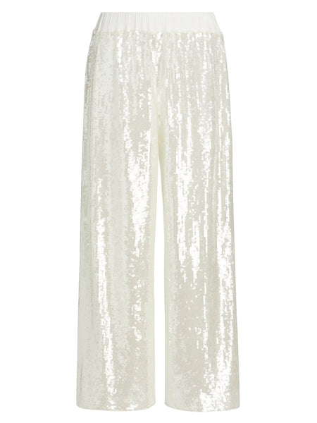 Milly Reed Sequin Knit Pant- Ivory