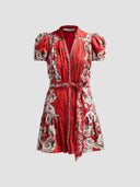 Alice & Olivia Cora Tiered Mini Shirt Dress- Rose Garden