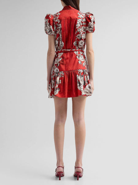 Alice & Olivia Cora Tiered Mini Shirt Dress- Rose Garden