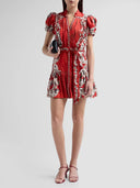 Alice & Olivia Cora Tiered Mini Shirt Dress- Rose Garden