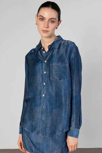 Anaphe Austin Silk Blouse- Denim Wash