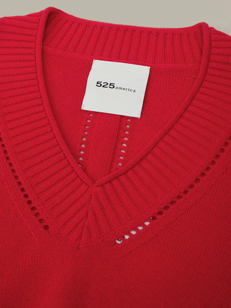525 Virginia V Neck Pointelle Sweater