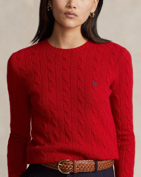 RL Cashmere Cable Sweater- Red