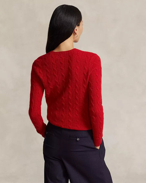 RL Cashmere Cable Sweater- Red