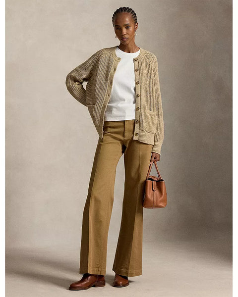 Ralph Lauren Cotton Cardigan W/ Pockets- Khaki