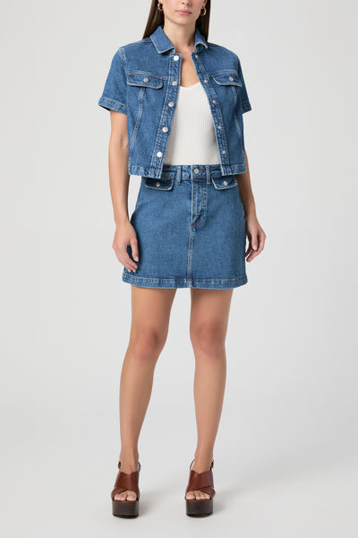 Janelle Skirt W/ Rounded Flap Pockets - Laguna