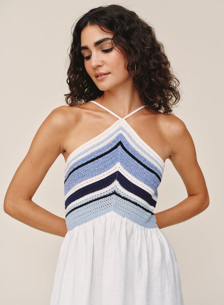 B60022-L66-304 - CROCHET MIXED DRESS