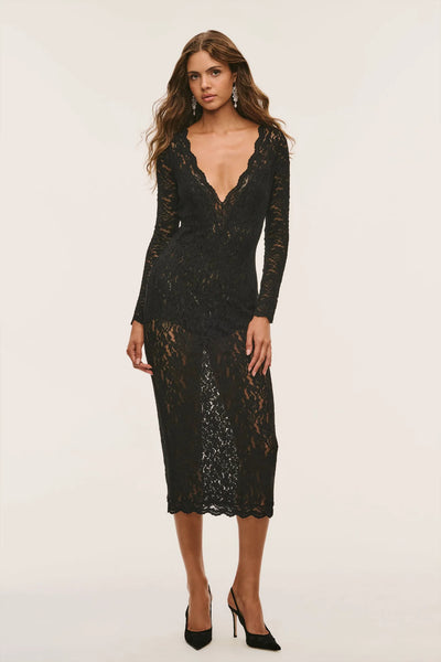 LoveShackFancy Niven Stretch Lace Midi Dress