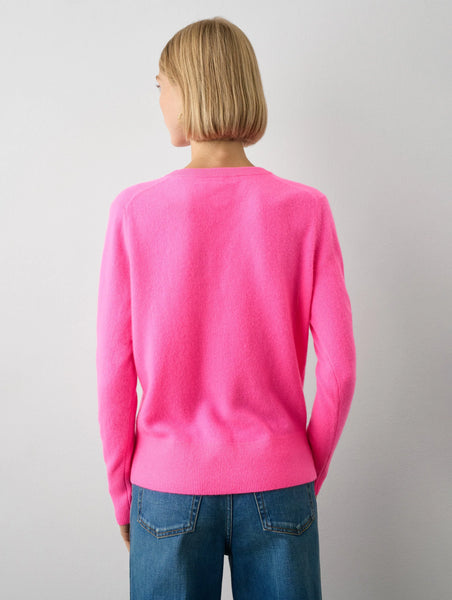 W+W Cashmere Core V Neck- Pink Glow