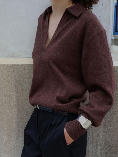 CASHMERE POLO TOP