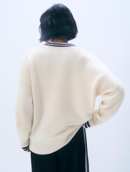 White and Warren Cashmere Varsity Cardigan