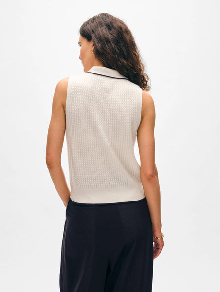 White + Warren Cable Sleeveless Cashmere Polo
