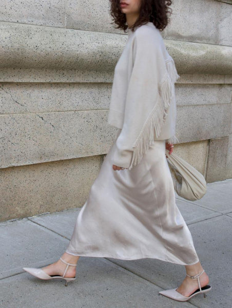 CASHMERE BLEND LUXE FRINGE CREW