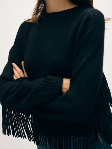 CASHMERE BLEND LUXE FRINGE CREW