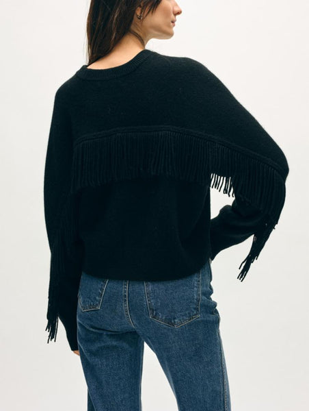 CASHMERE BLEND LUXE FRINGE CREW
