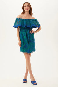 Trina Turk Flowery Dress- Majorelle Blue/Zelliiege Green