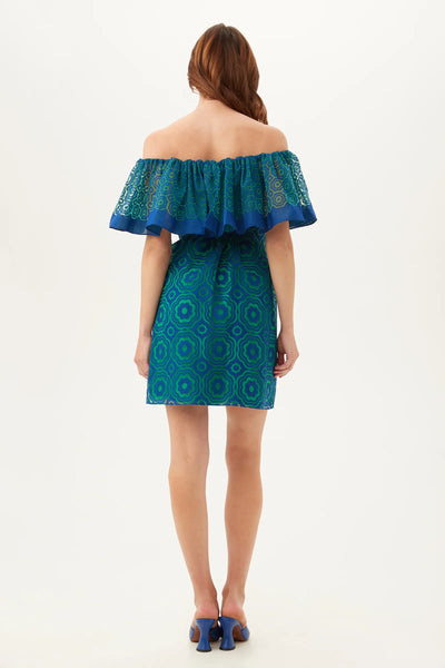 Trina Turk Flowery Dress- Majorelle Blue/Zelliiege Green