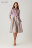 Teri Jon Taffeta Jacquard Shirt Dress- Mauve Multi