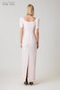Teri Jon Scallop Stretch Crepe Gown- Soft Pink