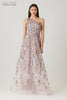 Teri Jon Floral Embroidered Tulle One Shoulder Gown