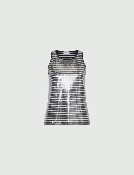 Marella Terzo Striped Sequin Jersey Tank