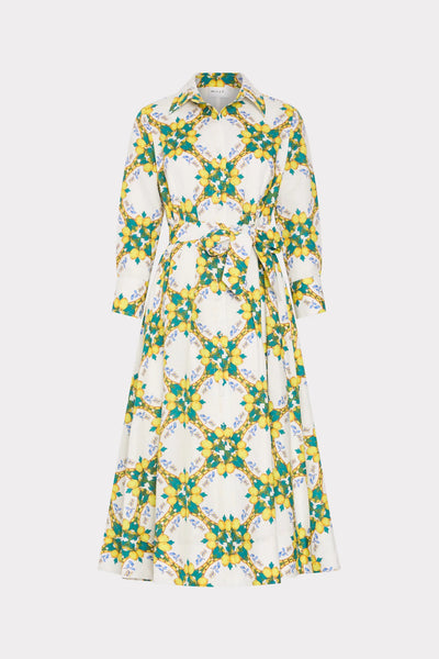 Milly Lexi Printed Midi Dress- Yellow Multi