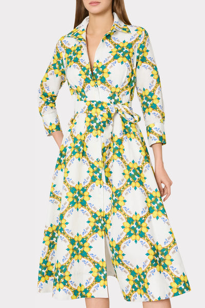 Milly Lexi Printed Midi Dress- Yellow Multi