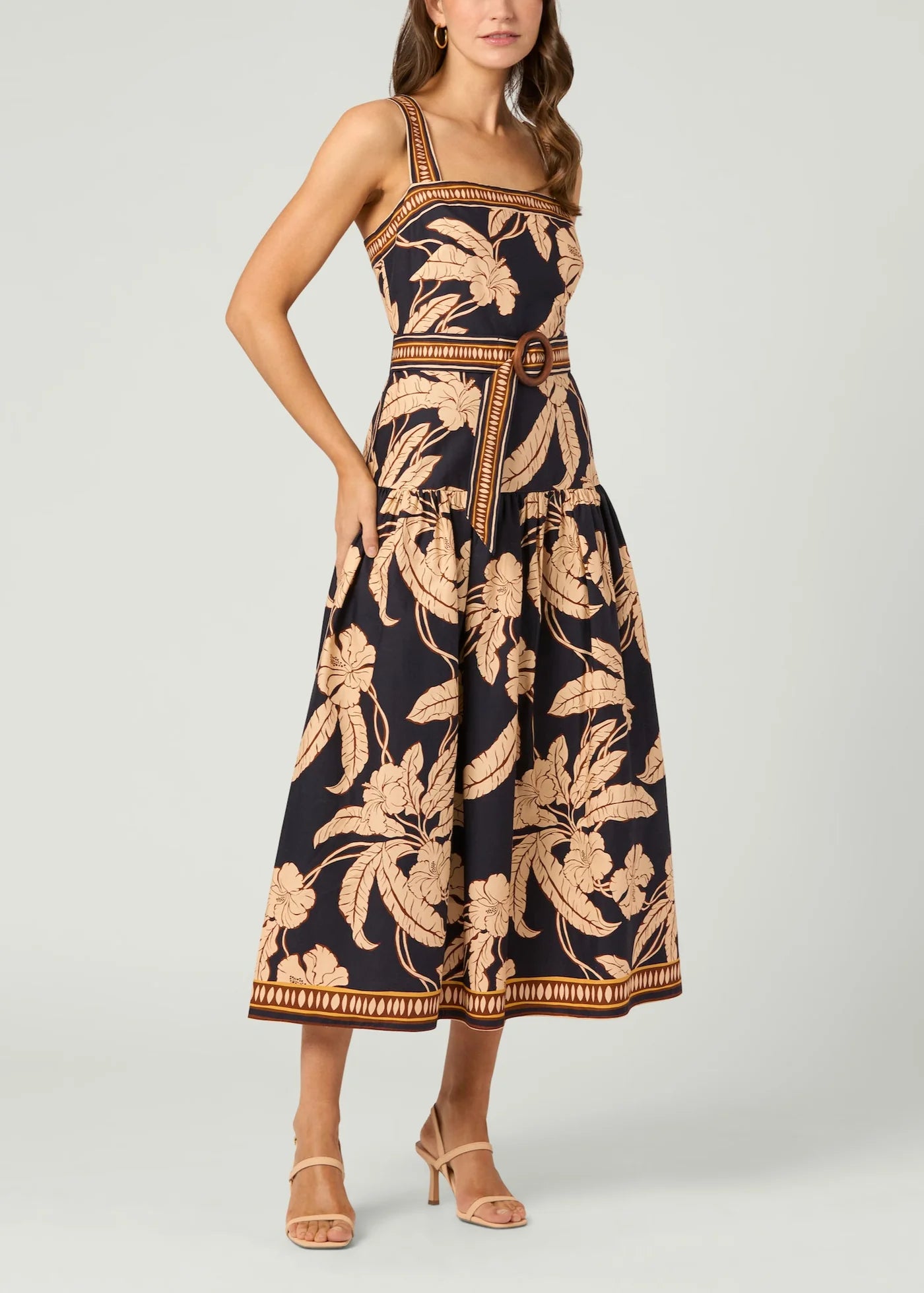 Shoshanna Kora Floral Dress- Navy/Khaki