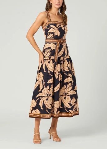 Shoshanna Kora Floral Dress- Navy/Khaki