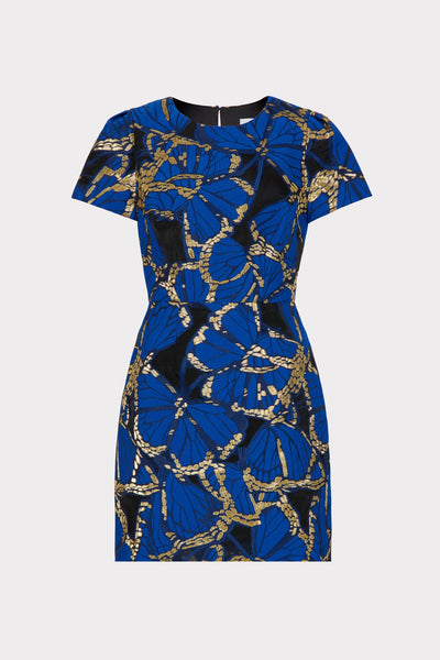 Milly Rowen Butterfly Jaquard Dress- Blue Multi