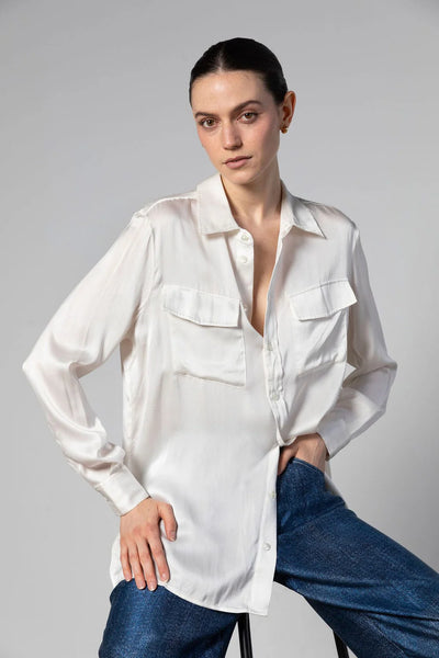Anaphe Boyfriend Utility Silk Blouse