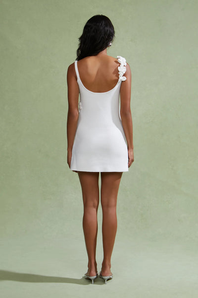 Amur Deedra Knit Dress W/Floral Applique- Off White