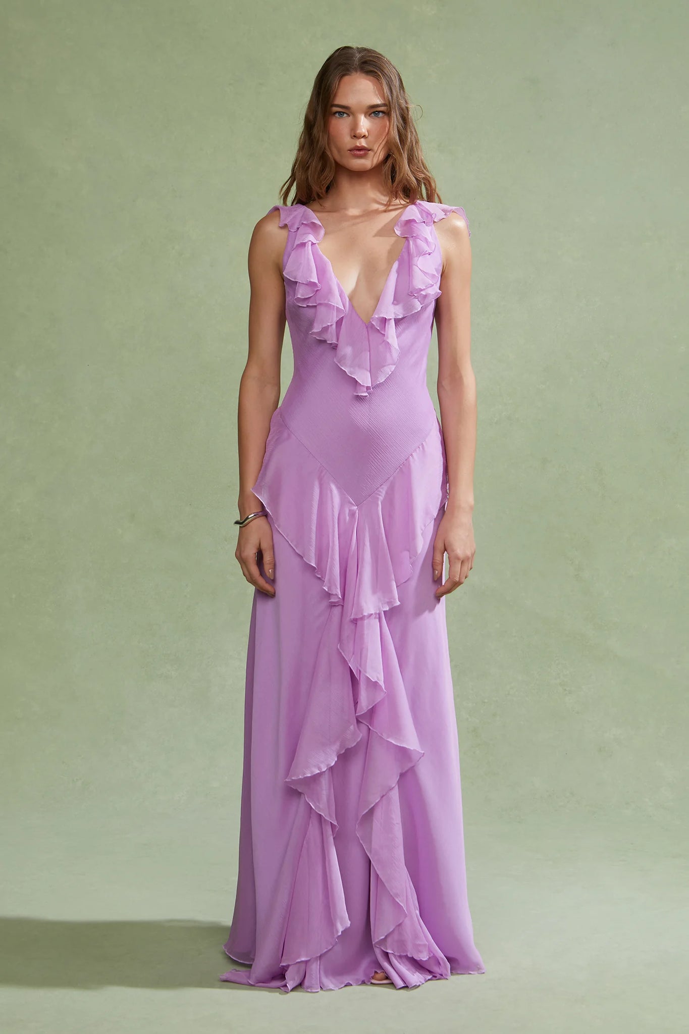 Amur Estella Bias Gown- Pink Dolphin