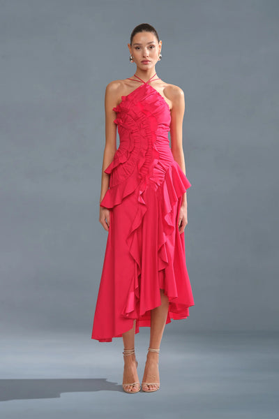 Amur Ottavia Ruffle Dress - Red