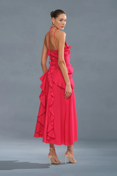 Amur Ottavia Ruffle Dress - Red
