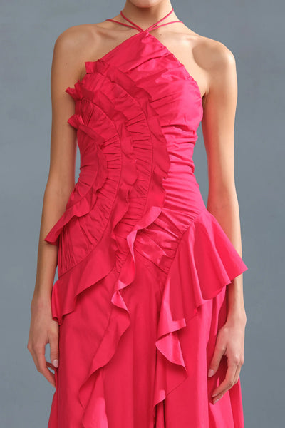 Amur Ottavia Ruffle Dress - Red