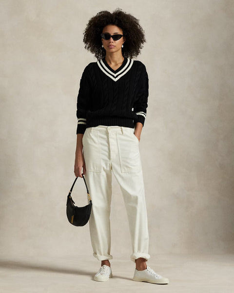 Ralph Lauren V Neck Pullover Black/Ivory