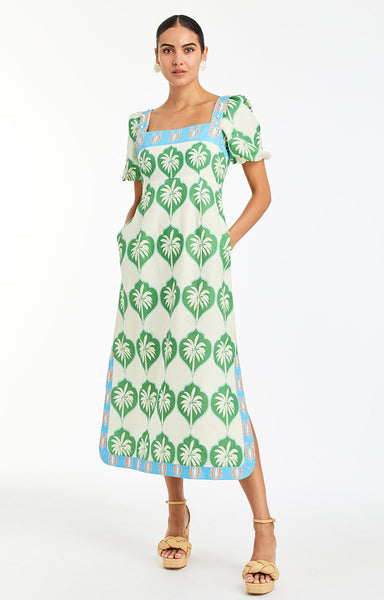 mestiza green dress Serena Midi Dress 8 / Citron Tableau