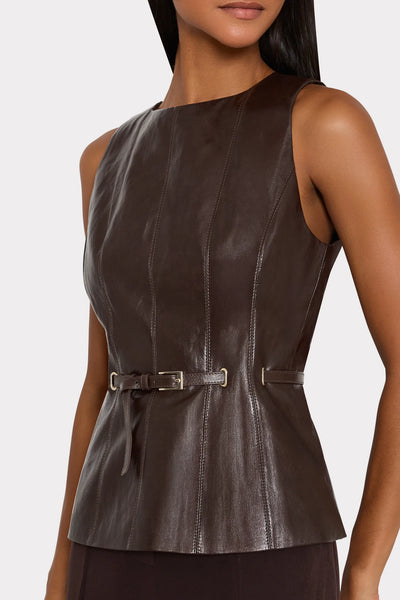 Milly Gwen Faux Leather Top