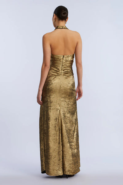 BCBG Halter Gown- Gold