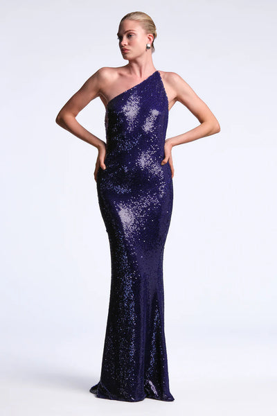 BCBG Estelle One Shoulder Sequin Gown