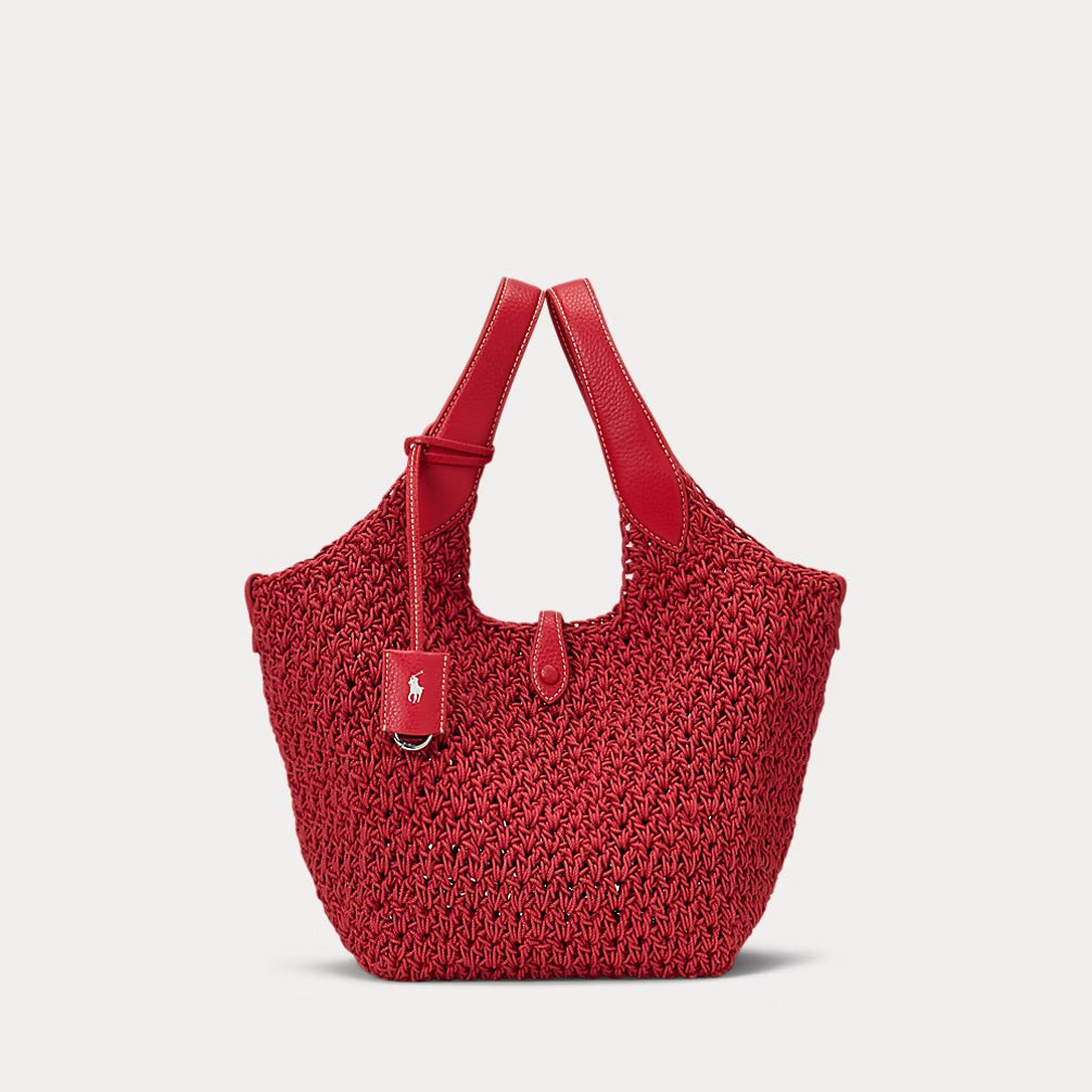 Ralph Lauren Woven Tote Bag- Red