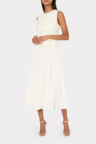 Milly Boucle Mixed Media Dress- Ecru